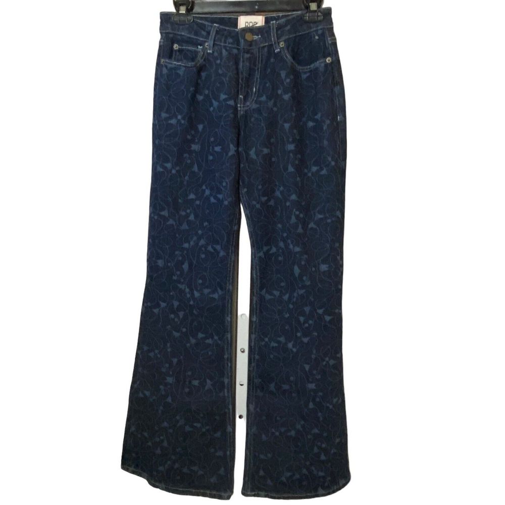 Urban Outfitters Dark Blue Floral Wide Leg Jeans